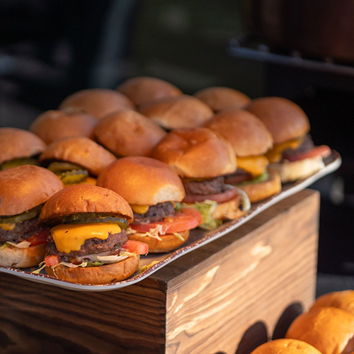 Plate of mini burger sliders